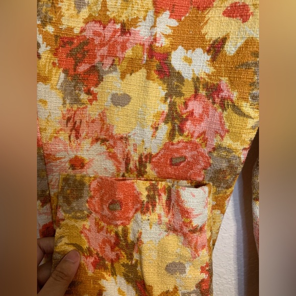 Talbots Signature Size 2 Red Orange Pink Floral Ankle Dress Pants Slacks - Picture 6 of 8